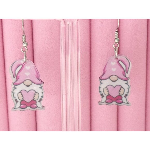 Valentine's Gnome Earrings with Hook - Picture 3 of 3
